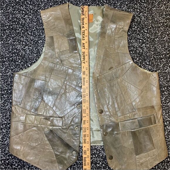 One of a kind Leather Patch Vest - Picture 8 of 12